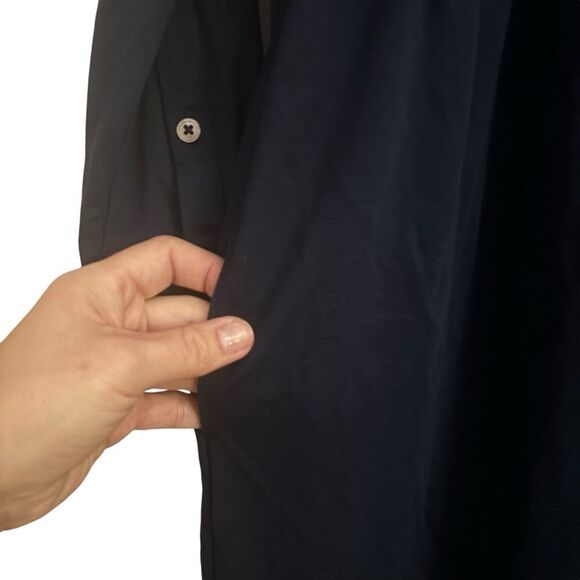Untuckit Frances Shirt Dress Navy Blue Long Sleeve Button Front Pockets Medium - Picture 3 of 7